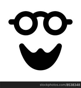 Funny beard with a round glasses isolated on a white background