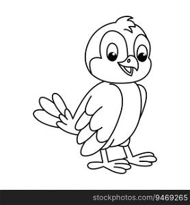 Funny bird cartoon characters vector illustration. For kids coloring book.