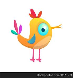Funny bird cartoon. Vector illustration of orange bird isolated on white. Bird flat icon design