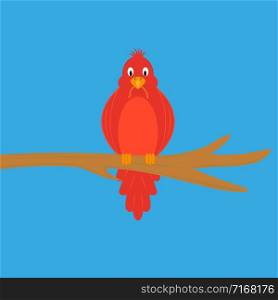 funny bird with a worm in its beak sits on a branch. funny bird with a worm