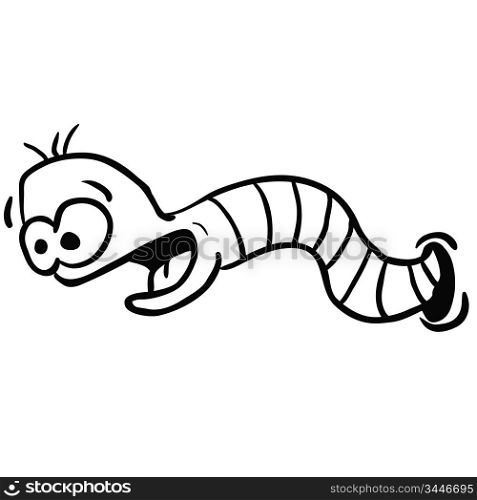 funny black and white cartoon worm