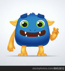 Funny blue and yellow cartoon alien monster vector image