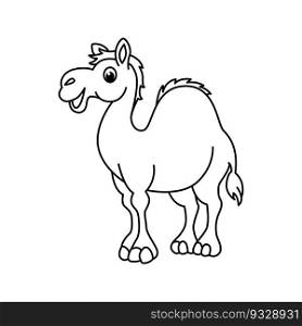 Funny camel cartoon characters vector illustration. For kids coloring book.