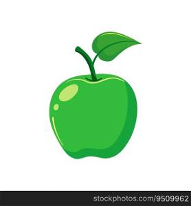 Funny cartoon apple. Cute fruit. Vector food illustration isolated on white background.