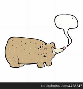 funny cartoon bear with speech bubble