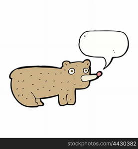 funny cartoon bear with speech bubble