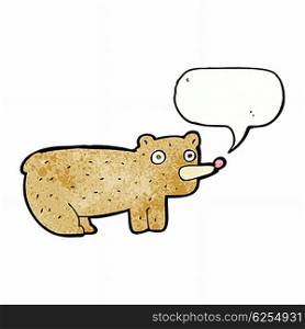 funny cartoon bear with speech bubble