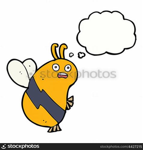 funny cartoon bee with thought bubble