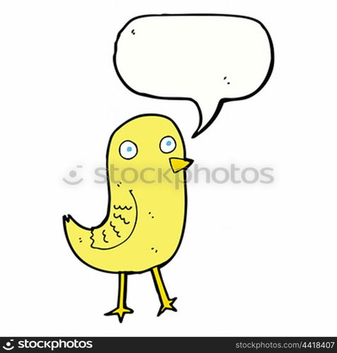 funny cartoon bird with speech bubble