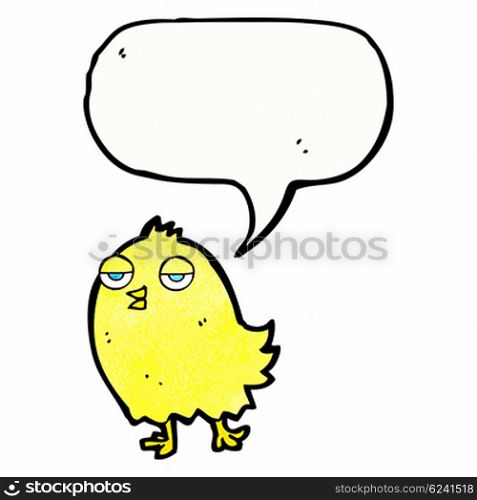 funny cartoon bird with speech bubble