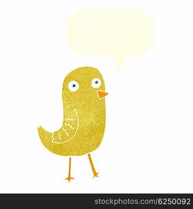 funny cartoon bird with speech bubble