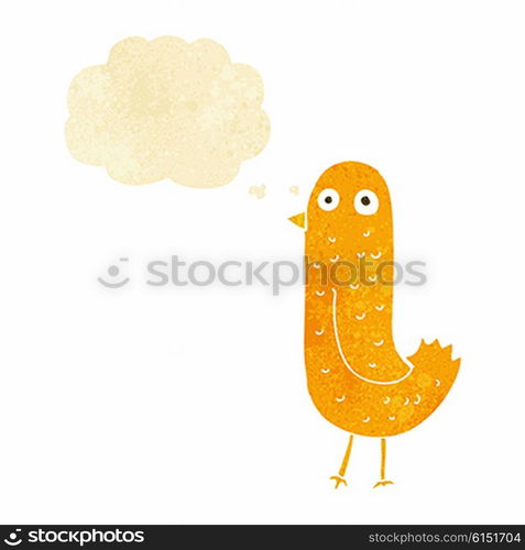 funny cartoon bird with thought bubble