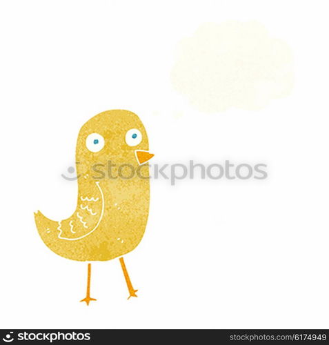 funny cartoon bird with thought bubble