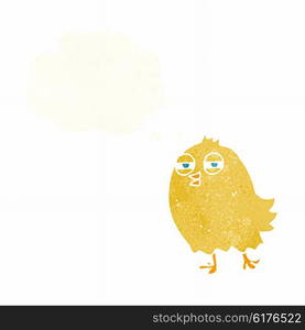 funny cartoon bird with thought bubble