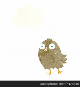 funny cartoon bird with thought bubble