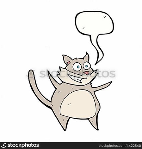 funny cartoon cat with speech bubble