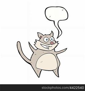 funny cartoon cat with speech bubble