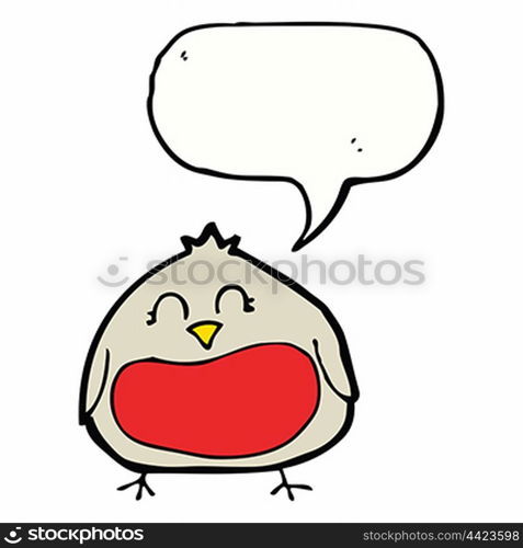 funny cartoon christmas robin with speech bubble