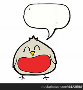 funny cartoon christmas robin with speech bubble