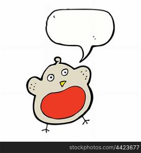 funny cartoon christmas robin with speech bubble