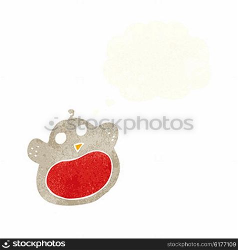 funny cartoon christmas robin with thought bubble