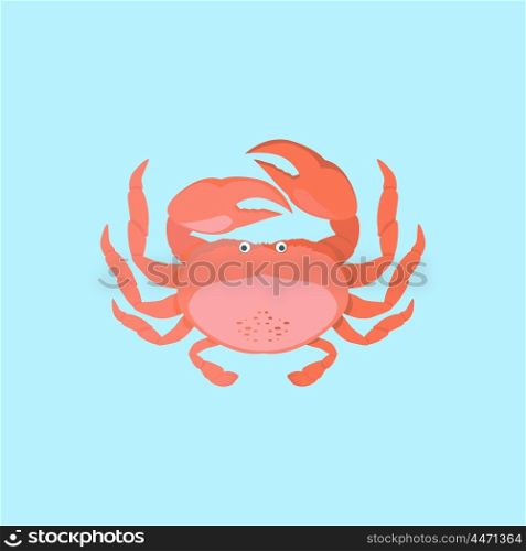 Funny Cartoon Crab. Funny cartoon crab icon isolated. Vector illustration