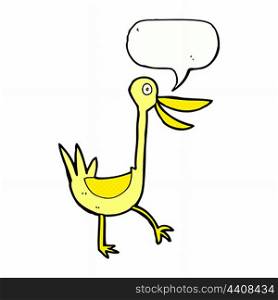 funny cartoon duck with speech bubble