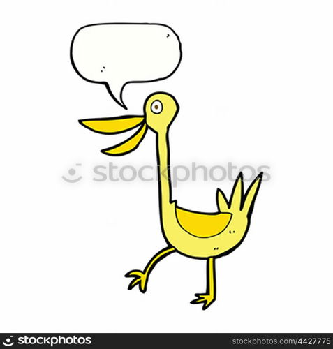 funny cartoon duck with speech bubble