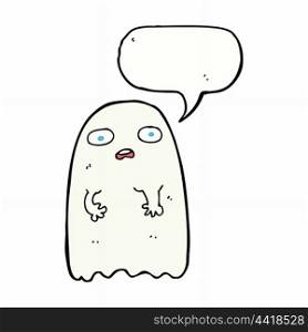 funny cartoon ghost with speech bubble