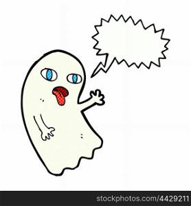 funny cartoon ghost with speech bubble