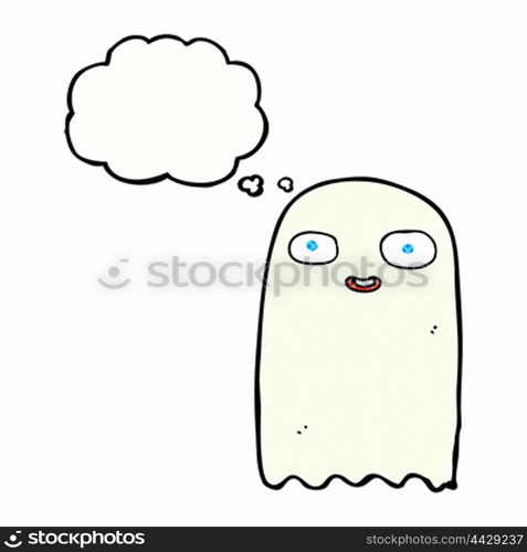 funny cartoon ghost with speech bubble