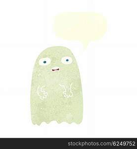 funny cartoon ghost with speech bubble