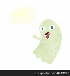 funny cartoon ghost with speech bubble