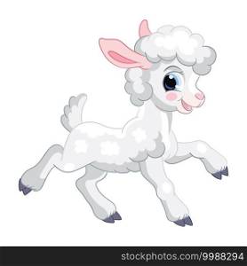 Funny cartoon gray standing lamb. Cute animal. Vector illustration for postcard, posters, nursery design, greeting card, stickers or room decor, t-shirt, kids apparel, invitation, book. Little cute funny gray standing lamb vector