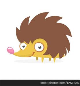 Funny cartoon hedgehog. Isolated on white background. Vector illustration