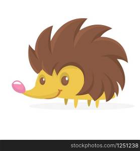 Funny cartoon hedgehog. Isolated on white background. Vector illustration