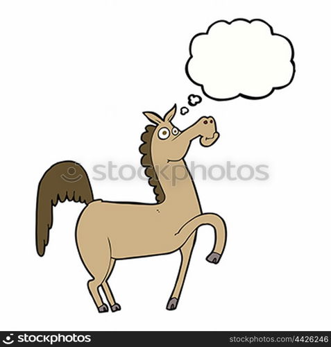 funny cartoon horse with thought bubble