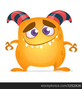 Funny cartoon monster. Vector orange monster illustration. Halloween design