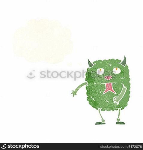 funny cartoon monster with thought bubble