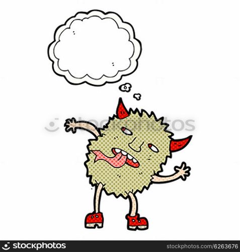 funny cartoon monster with thought bubble