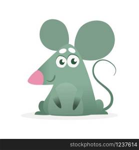 Funny cartoon mouse. Vector illustration isolated