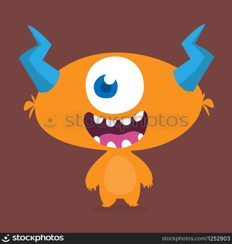 Funny cartoon one- eyed alien. Vector illustration of alien monster charater