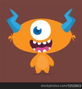 Funny cartoon one- eyed alien. Vector illustration of alien monster charater