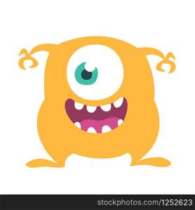 Funny cartoon one eyed monster. Vector illustration for Halloween. Funny cartoon monster character
