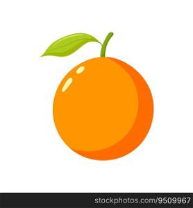 Funny cartoon orange. Cute fruit. Vector food illustration isolated on white background.