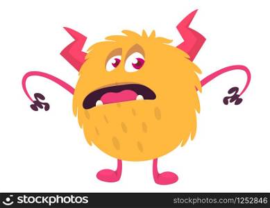 Funny cartoon orange monster. Vector Halloween illustration