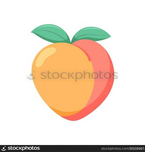 Funny cartoon peach. Cute fruit. Vector food illustration isolated on white background.
