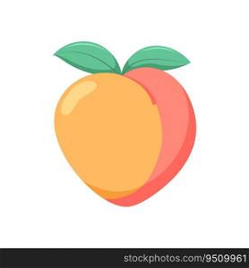 Funny cartoon peach. Cute fruit. Vector food illustration isolated on white background.