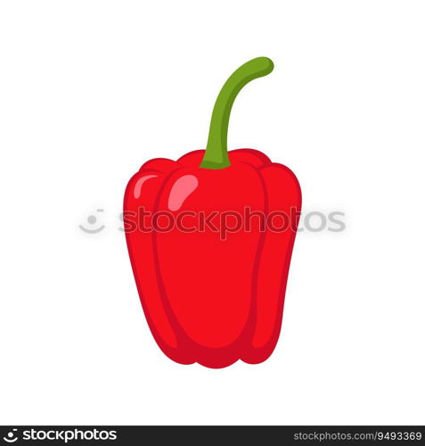 Funny cartoon pepper. Cute vegetable. Vector food illustration isolated on white background.