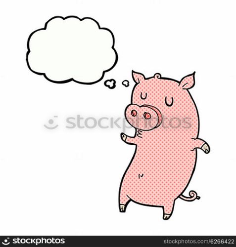 funny cartoon pig with thought bubble